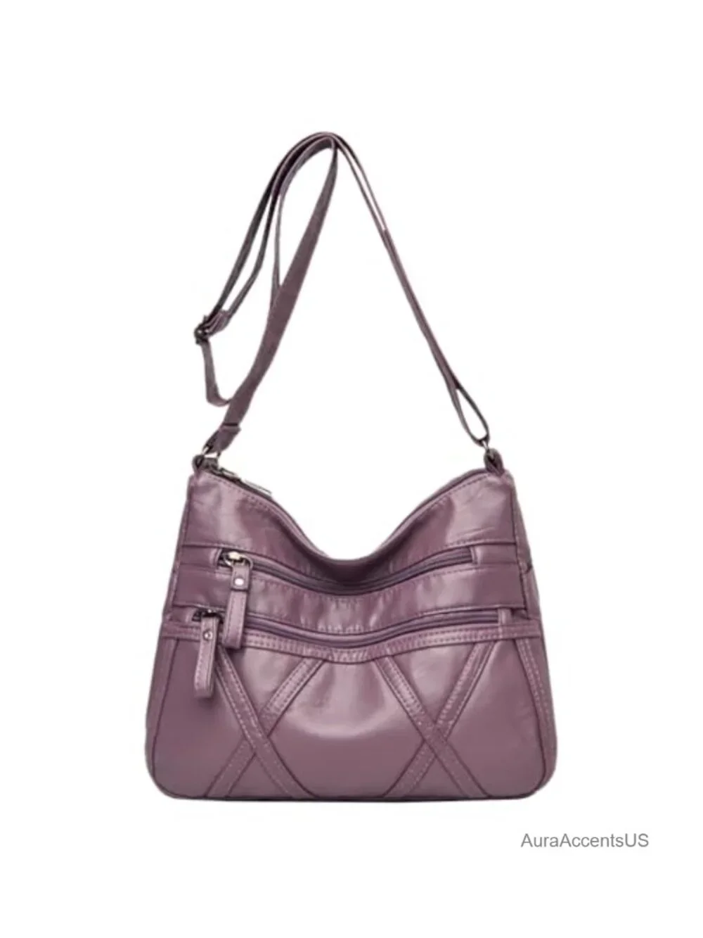 Women's Lightweight PU Leather Crossbody Messenger Bag with Multiple Pockets
